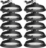 200-watt, 10 sets of UFO lamps, LED ceiling lights, 28,000 lumens, 5000K LED ceiling lights, 5-foot cable, can replace 650-watt metal halide/hot mercury lamps, suitable for gyms, factories, barns and storage areas.