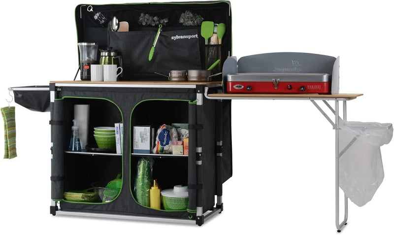 Outdoor camping kitchen system, convenient for cooking, cleaning, preparing camping meals, luxurious camping and essential camping items, large-sized "table magic" series I8133