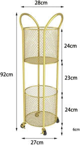 2-Tier Laundry Hamper with Wheels, Iron Basket for Bedroom, Bathroom, Dorm, Large Capacity Clothes Room, Easy to Move & Store