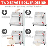 Commercial Pizza Dough Roller Sheeter, Max 16, Automatic 370W Electric Pizza Dough Roller, Stainless Steel, Suitable for Noodle, Pizza Bread and Pasta Maker Equipment