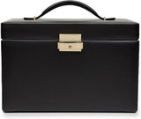 Medium-sized jewelry box, made of tin - 28 compartments, 10 spaces for storing rings, 20 slots for ear piercings 10 compartments for storing necklaces - Includes a handbag