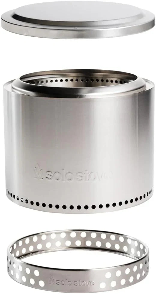 The "Stove Fire Pit" 2.0 with a bracket, 19.5-inch non-flaming pit, detachable ash tray - Portable outdoor fire pit - Stainless steel wood-burning fireplace, suitable for 4 - 6 people, weighs 21.75 pounds, ashes