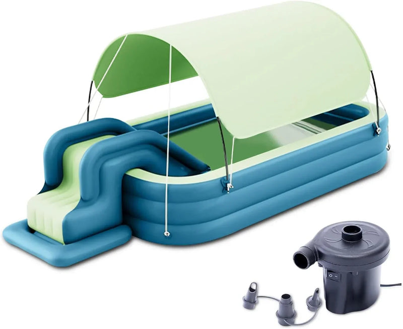 Ergocar Inflatable Swimming Pool with Water Slide, Inflatable Slide Water Pool with Awning, Inflatable Mega Bouncy Castle Water Park, Swim Centre Pools for Backyard, Garden, Summer Water Party O3835