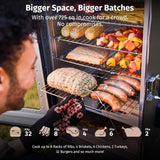 30-inch electric oven | Built-in meat detector and outdoor-specific stand | Up to 6 times longer baking time, adjustable side spice loader | With a 725 square inch cooking area, it can achieve more baking effects
