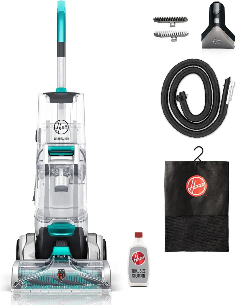Hoover SmartWash Automatic Carpet Cleaner Machine, for Carpet and Upholstery, Deep Cleaning Carpet Shampooer, Carpet Deodorizer and Pet Stain Remover FH52000, Turquoise W7641