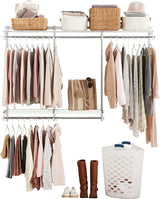 Configurations Custom Closet Kit 4-8 Ft. Adjustable Metal Wire Shelving White Finish Expandable Organization System Hardware Included for Home Closet/Pantry/Laundry/Mudroom