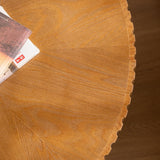 35" Contemporary Round Coffee Table, Coffee Tables Blending Traditional Decor, Solid Wood Center Table Room, Natural