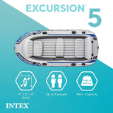 Excursion Inflatable Boat Series: Includes Deluxe 54in Boat Oars and High-Output Pump – SuperTough PVC – Adjustable Seats with Backrest – Fishing Rod Holders – Welded Oar Locks