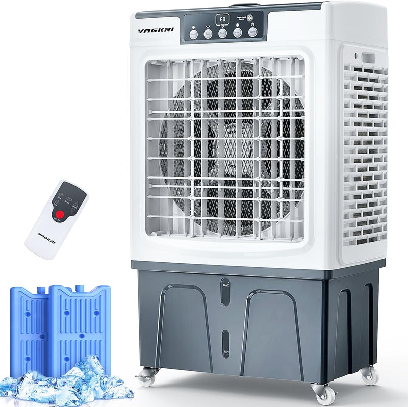 Evaporative Cooler, 2100CFM Air Cooler, 120°Oscillation Swamp Cooler with Remote Control, 24H Timer, 3 Wind Speeds for Outdoor Indoor Use,8 Gallon R9396