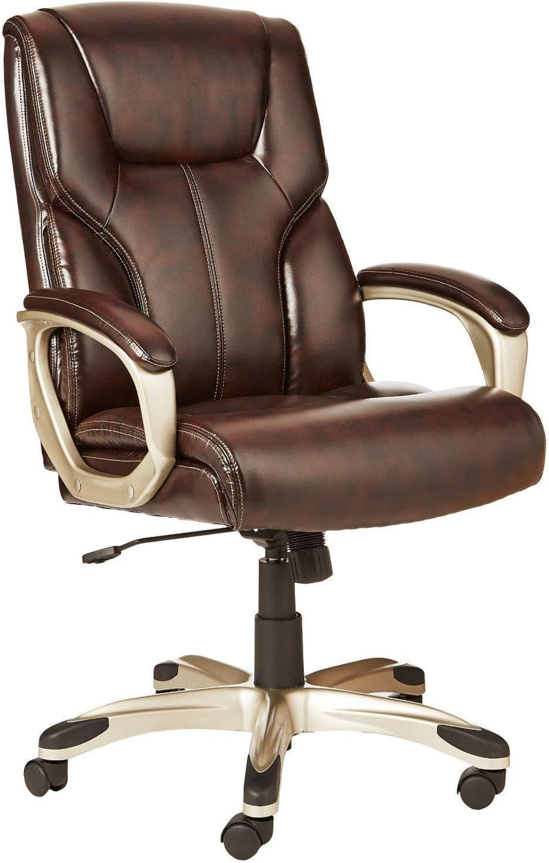 High-back executive office chair, adjustable in height, tiltable, rotatable, uniform size, white/mustard color M9731