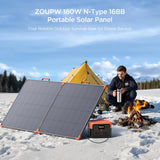 350-watt portable solar panel, suitable for power stations, hurricane emergency supplies, 43-volt foldable solar charger (25% efficient, IP68 waterproof rating, 4 reinforced stands, suitable for camping and RV travel)