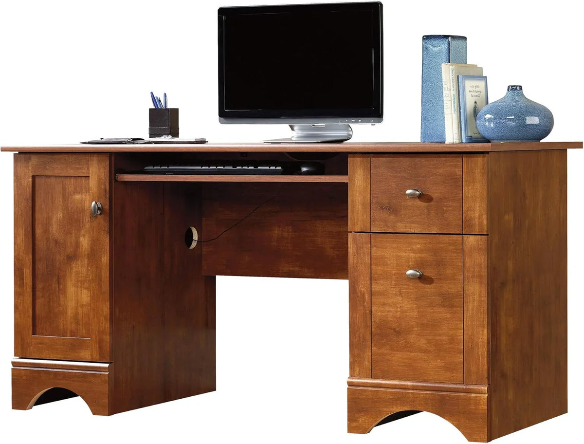 Multifunctional office computer desk, length: 59.45 inches x width: 23.47 inches x height: 29.02 inches, finished with polished maple wood material