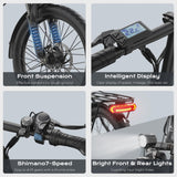 AIRWEST 20 in Foldable Electric Bike for Adults, Compact Commuter eBike with 500W Motor 750W Peak, Removable 48V 7.8Ah Battery, 50 Miles PAS...