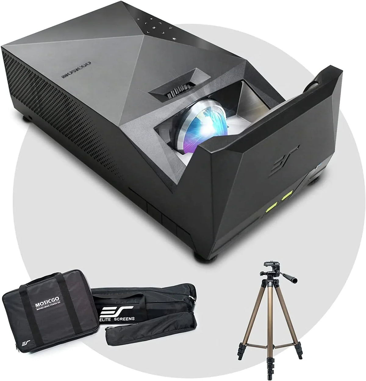 Projector ultra-short focal length portable outdoor family courtyard movie night projector, waterproof projector, 1080p resolution, 1500 lumens, supports Wireless and built-in battery, compatible with iOS TV platform