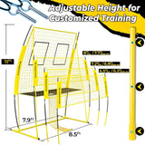 Adjustable volleyball training net equipment system (8x11 feet), suitable for adult outdoor or indoor volleyball practice, equipped with volleyball.