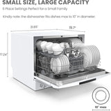 Countertop Dishwasher, Energy Star Portable Dishwasher, 6 Place Settings & 8 Washing Programs, Speed, Baby-Care, ECO& Glass, Dish Washer for Dorm, RV& Apartment, Black