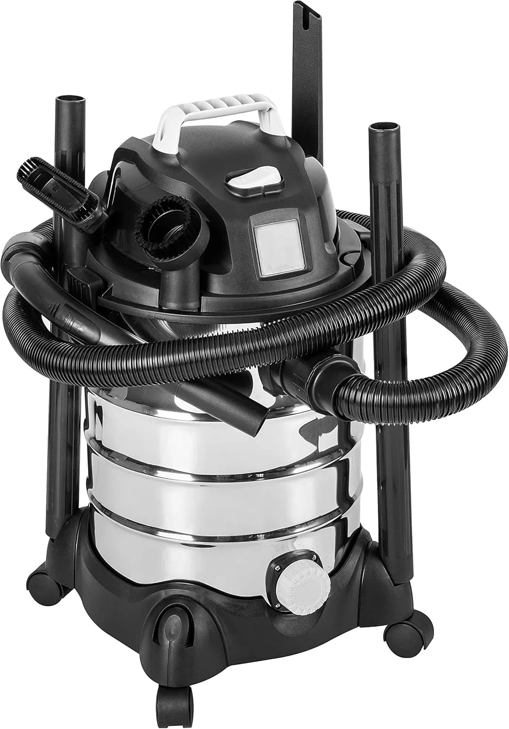 Basic type wet-dry dual-purpose vacuum cleaner, 4-gallon capacity for home use, 3 horsepower, stainless steel material, gray/black