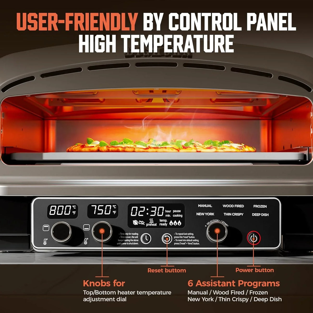 BIG HORN 14" Electric Pizza Oven, Countertop, Stainless Steel