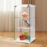 4 Layers 15.7''W x 15.7''D x 62.6''H Glass Display Cabinet Countertop Showcase with Lock, 5mm Tempered Glass 25mm MDF Base