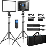 D50 LED Video Light Panel Lights 15.4", 2 Packs 45W 3000K-8000K Bi-Color Dimmable Photography Lighting, CRI 96 Videography Lighting for Video Shooting/Gaming/Live Stream/Studio/Film