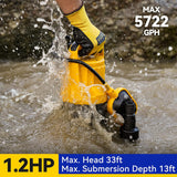 3/4HP Submersible Sewage Effluent Pump, Cast Iron, 115V 6400 GPH Automatic Tethered Float Switch, Sump Pump for Sump Basin, Basement, Residential Sewage, 2'' NPT Discharge
