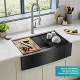 33-inch country-style workstation with built-in sink, dish drying rack, and stainless steel kitchen sink