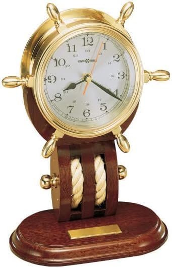 Type II Wall Clock 549-644 - Climate and Navigation Series Pure Brass Ship Rudder Decorative Model, with Redwood Base and Quartz Movement B6428