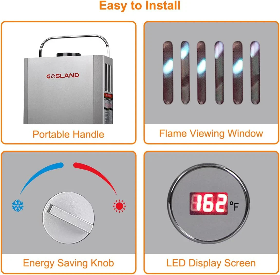Portable Tankless Water Heater, Outdoors 6L 1.58GPM Propane Water Heater for RV Camping, Overheating Protection