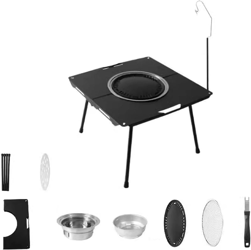 Outdoor Grill Table Foldable, Easy to Carry Can Hang Items Multi-Purpose, Aluminum Alloy, Portable Camping Table Foldable, for Picnic, BBQ, Making Tea N337