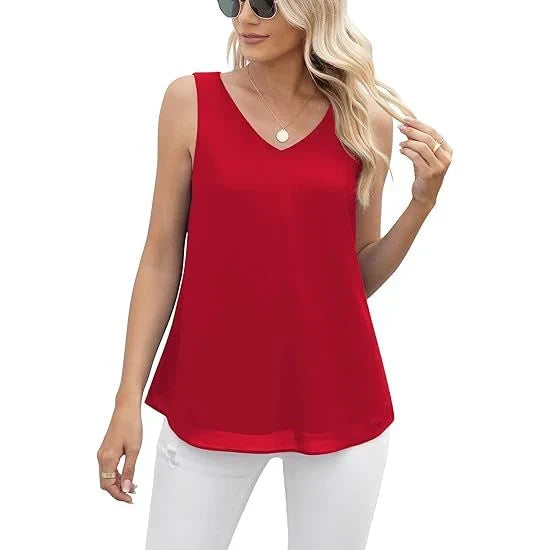 Women's Summer Sleeveless Chiffon Casual Tops S4632