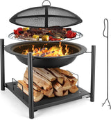 Propane fire pit table, 40,000 watt outdoor square gas fire pit, with lid, weather-resistant metal material, adjustable flame, rock melting set, highly suitable for use on decks, backyards and platforms (30 inches × 30 inches × 11 inches)