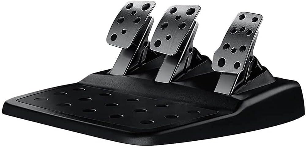 Drive Force racing car steering wheel and pedals, real force feedback function, stainless steel shift paddles, leather steering wheel cover suitable for Xbox Series X|S, Xbox One, PC and Mac - Black