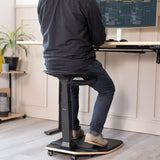 Ergonomic inclined standing desk with chair, portable height-adjustable anti-fatigue cushion, suitable for home and office, black