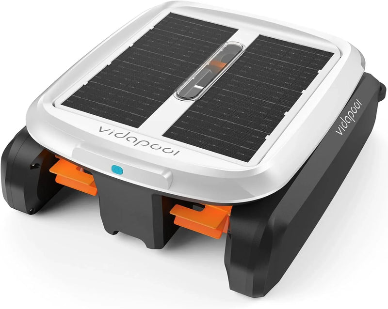 Solar Powered Automatic Robotic Pool Skimmer Cleaner,Solar Pool Surface Cleaner Dual Mode with Obstacle Avoidance Daytime ＆ Overnight Continuous Cleaning Ideal for All Swimming Pool-White G8256