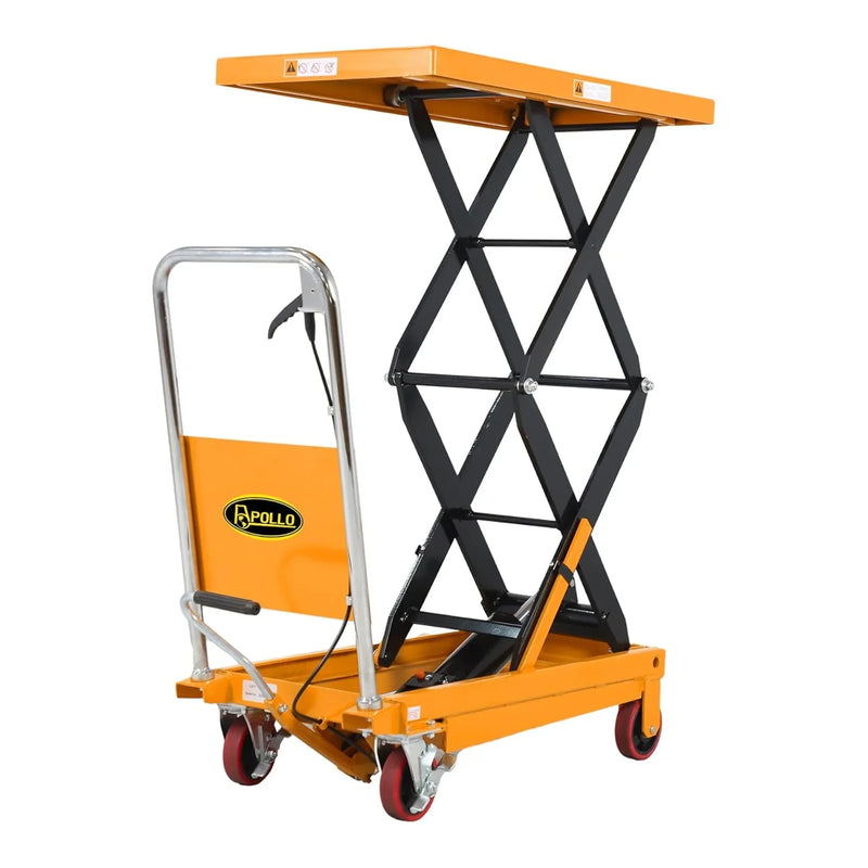 Hydraulic Lift Table Cart – 770 lbs Capacity, 51" Max Height, Double Scissor Lift with Safety Guard & 4 Wheels S2744