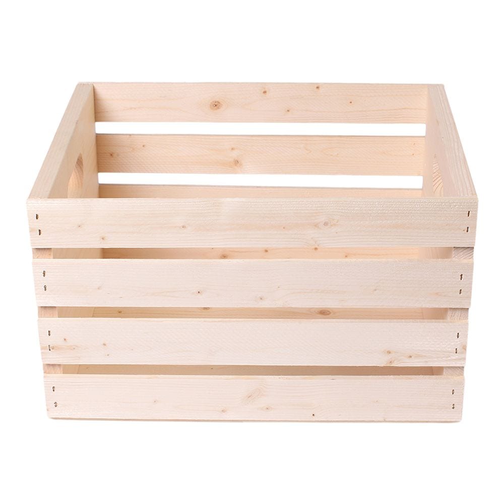 Solid Pine Wood Storage Crate, 16-in
