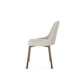 Harper Upholstered Dining Chair, Boucle Polyester Fabric & Bronze Metal Frame