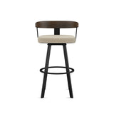 Lars Wood Swivel Counter Stool with Backrest, Black Frame, 26-in
