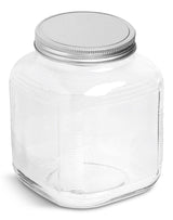Cracker Jar, with Silver Lid, 1-Gal, Clear & Durable Glass