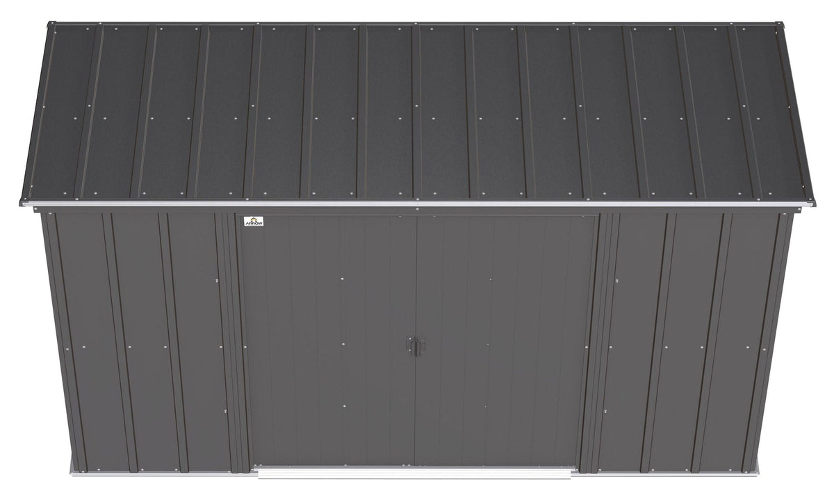 Arrow Classic Galvanized Steel Storage Shed, Charcoal, 10-ft x 4-ft