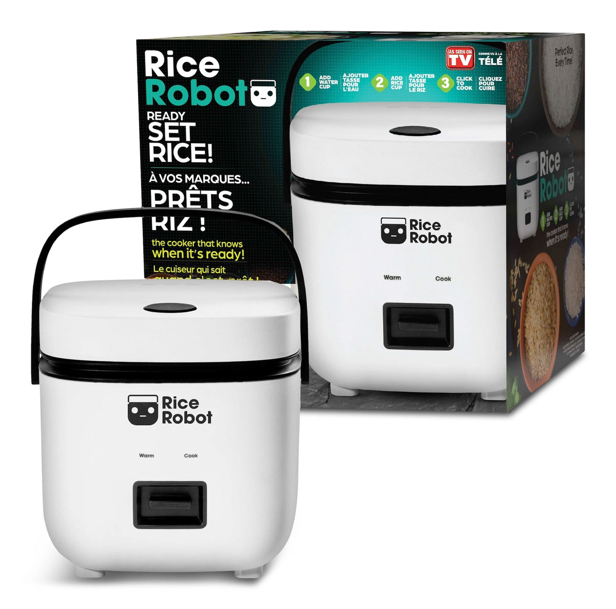 Ceramic Nonstick Rice Cooker, White, 1-qt
