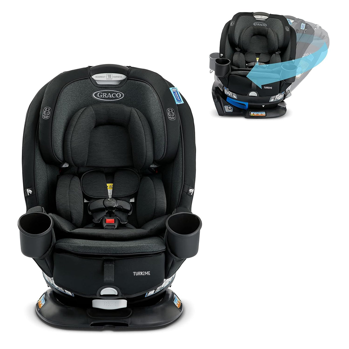 Turn2Me 3-in-1 Convertible Car Seat, Rotating, Rear & Forward-Facing, Highback Booster, SnugLock, Cambridge