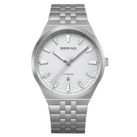 Bering Titanium White Silver-tone Guilloche Dial Men's Watch
