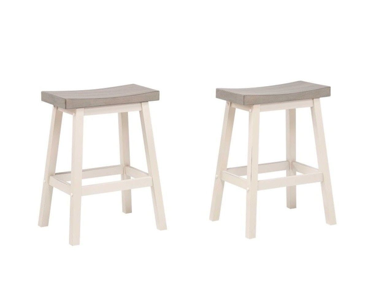 Asher Grey/White Backless Counter/Bar Stool, 2-pc