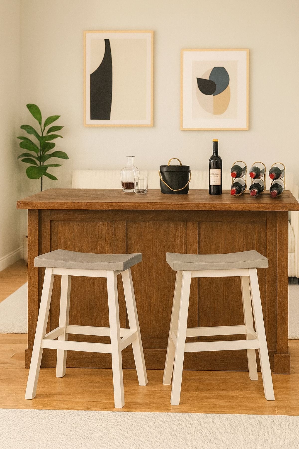 Asher Grey/White Backless Counter/Bar Stool, 2-pc