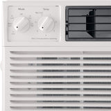 5000-watt window air conditioner, with a cooling area of 250 square feet, operates quietly, has easy and convenient temperature adjustment, 2 fan speeds, automatic restart function, and a white appearance