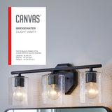 CANVAS Bridgewater 3-Light Vanity Light Fixture with Rippled Glass Shade, Black