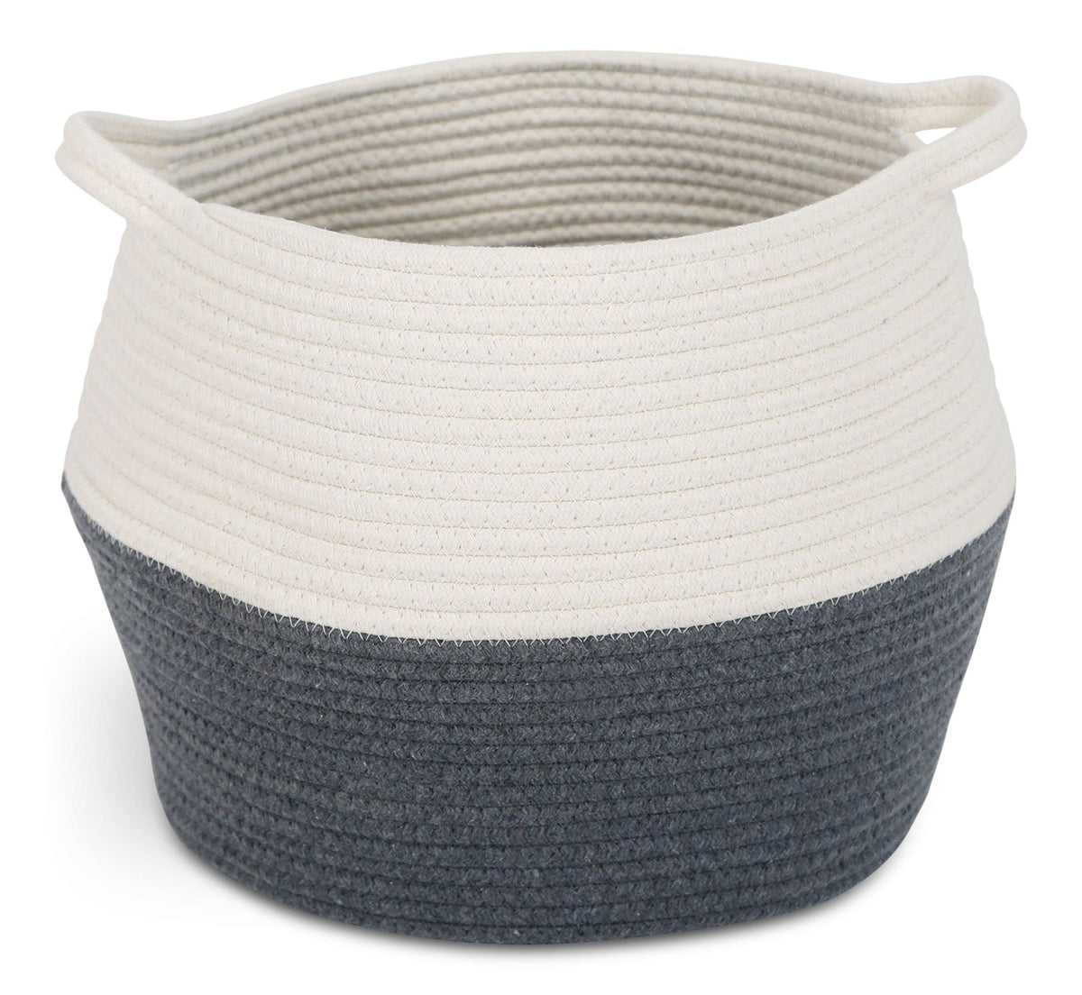 CANVAS Henley Round Rope Basket, White/Grey, 12.6 x 12.6 x 11.8-in