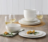 CANVAS Highbury Ribbed New Bone Dinnerware Set, Serves 4, 12-pc, White