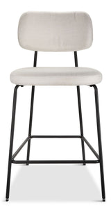 Canvas Kase Upholstered Counter Stool with Back Rest, Off-white/Light Grey